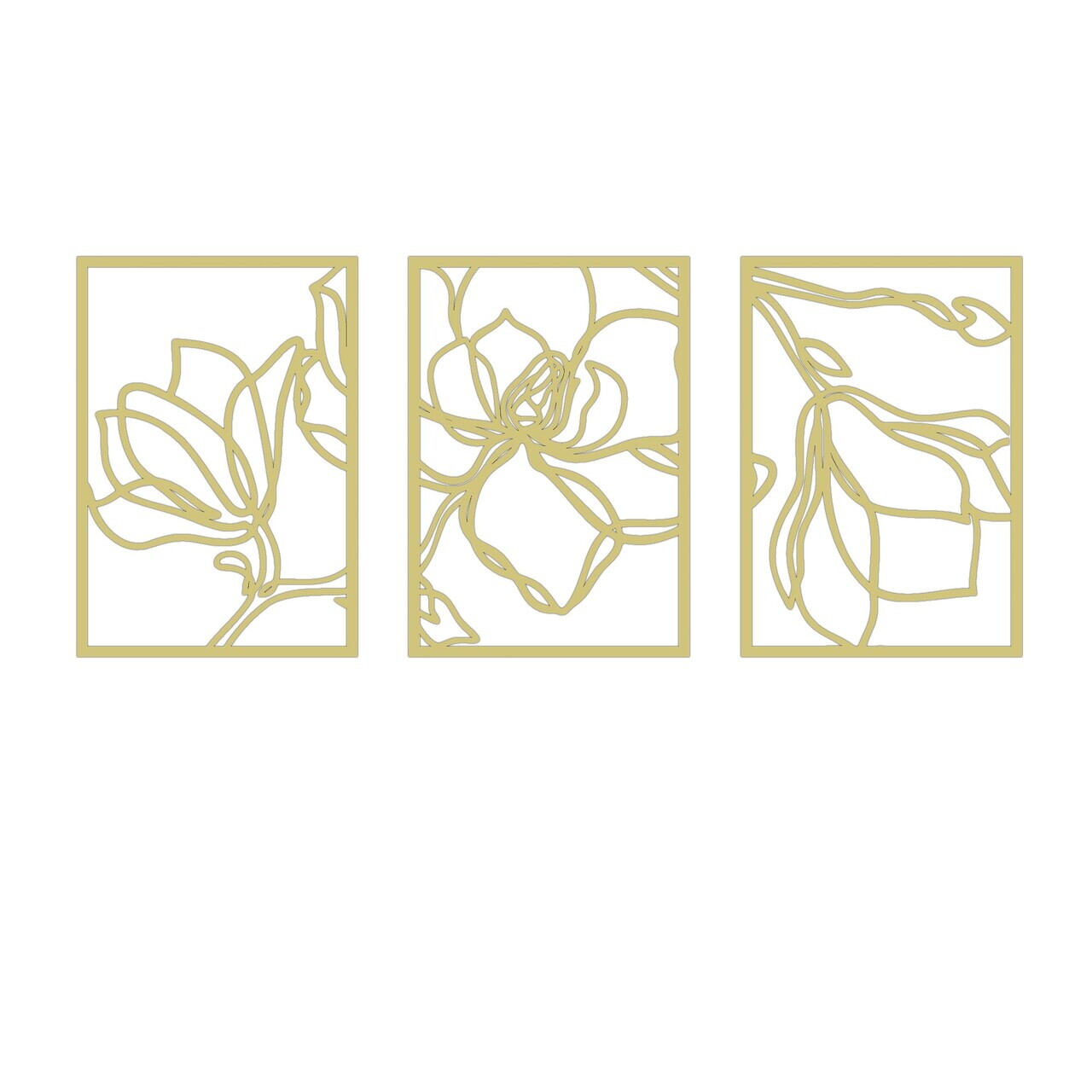 Set de accesorii decorative de perete din metal, RT-NMD-072, Dimensiune: 58,5 x 41 cm (3 bucăți), Auriu — imaginea 2