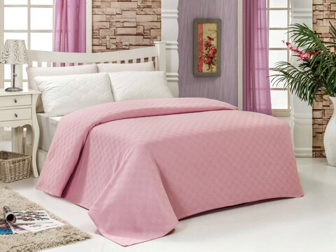 Cuvertura pique single, pink, bella carine by esil home, bumbac