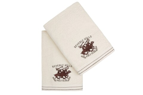 Set 2 prosoape de maini, Beverly Hills Polo Club, 401 – Cream, 50×90 cm, 100% bumbac, crem Beverly Hills Polo Club