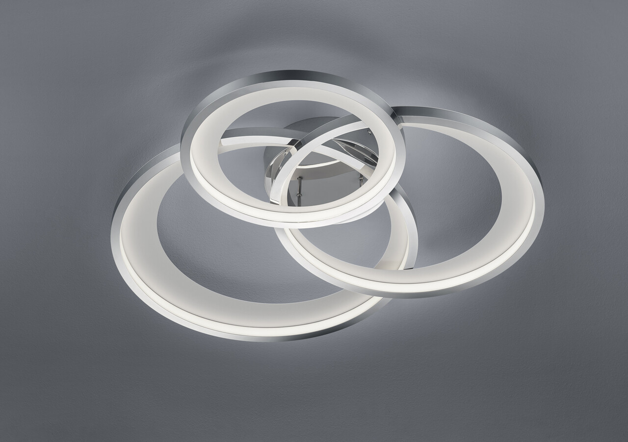 Plafoniera Granada, TRIO, 71.5x63.5x10.5 cm, 36W, 1x SMD, metal, argintiu/alb