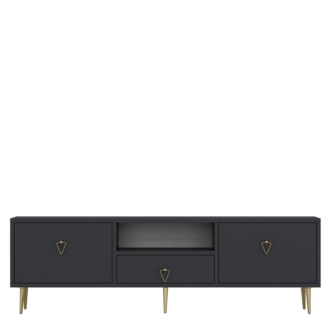 Comoda TV, Hanah Home, 1306-DROP-1, 140x45x30 cm, PAL , Antracit / Aur - view 3