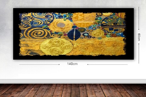 Tablou decorativ klimt style, tablo center, 60x140 cm, canvas, multicolor