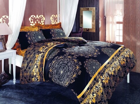 Lenjerie de pat dubla king size, Pearl Home, 172PRF18420, 3 piese, amestec bumbac, multicolor