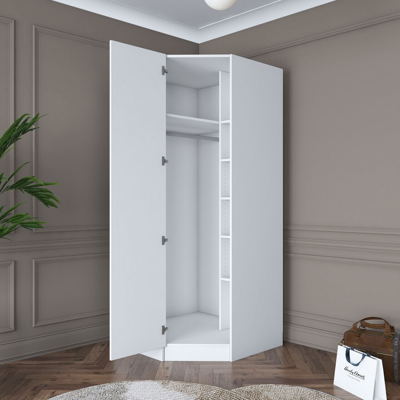 Dulap pentru haine, Hanah Home, BA140, 91x210x57.5 cm, PAL melaminat, Alb - view 6