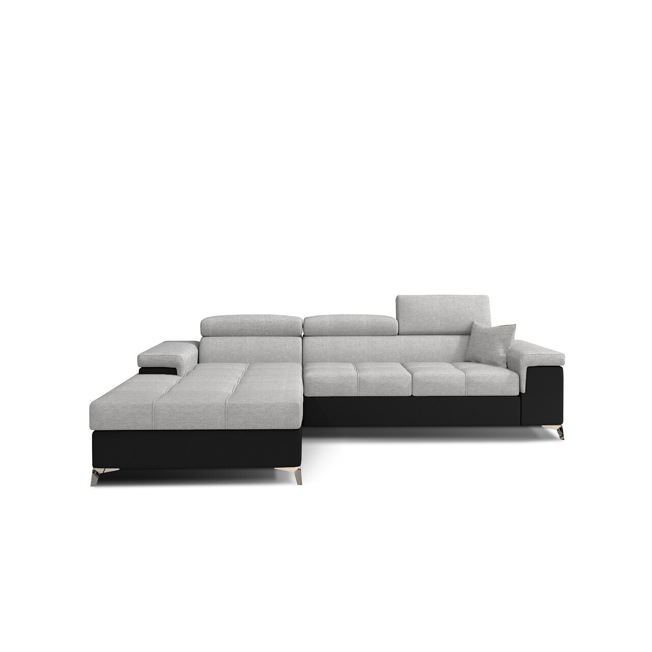 Coltar extensibil stanga 4 locuri ELTAP, Ric-16, Ricardo, 281x205x88 cm, lemn/poliester, gri deschis/negru - view 2
