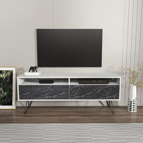 Comoda TV, Zena Home, Flay, Alb/Negru