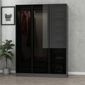 Dulap pentru haine, Minerva, Kale Anthracite Black, 135x210x52 cm, PAL, Antracit / Negru