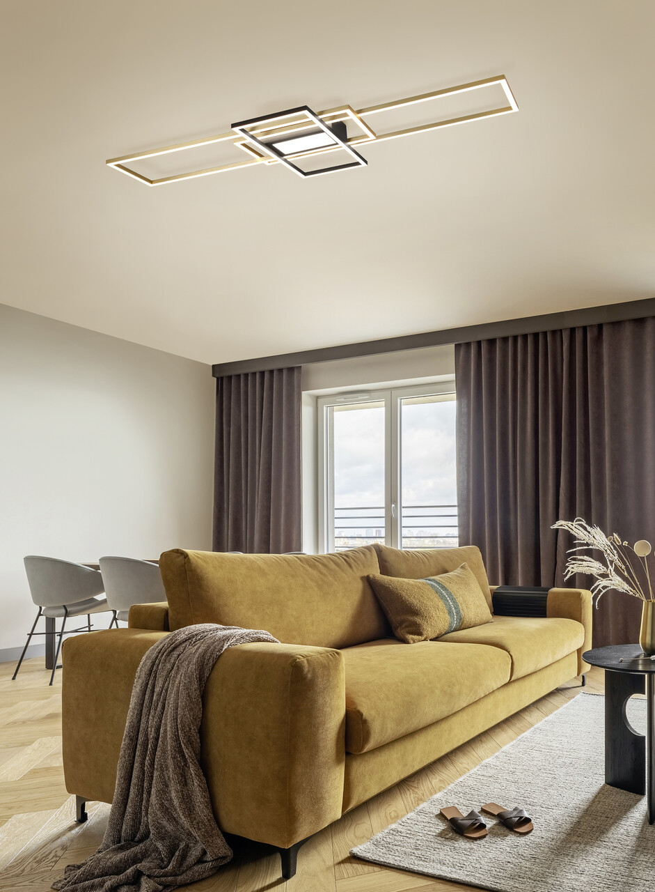 Plafoniera Irvine, TRIO, 105x42x6.5 cm, 60W, 1x SMD, metal, bronz mat/negru