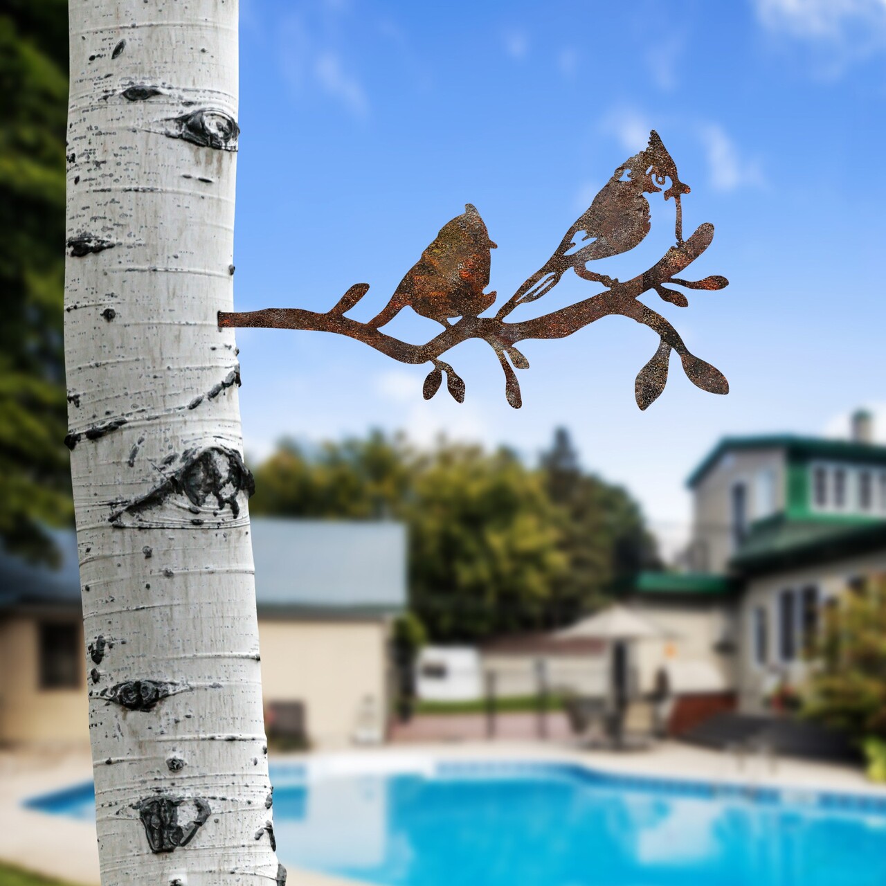 Obiect decorativ de grădină, Bird On The Branch 07, 45x23 cm, Maro - imagine 2