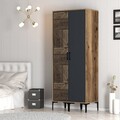 Dulap pentru haine, Hommy Craft, Kumsal PS, 80x47.5x201.4 cm, PAL, Nuc / Antracit