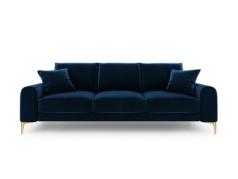 Canapea, Madara, Mazzini Sofas, 3 locuri, gold legs, 222x102x90 cm, catifea, albastru regal