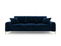 Canapea, Madara, Mazzini Sofas, 3 locuri, gold legs, 222x102x90 cm, catifea, albastru regal