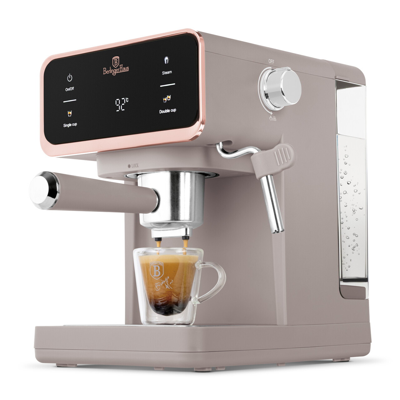 Espressor digital 3 in 1 Berlinger Haus, Taupe, 950W, 21x25.9x28 cm, inox, taupe mat - view 3