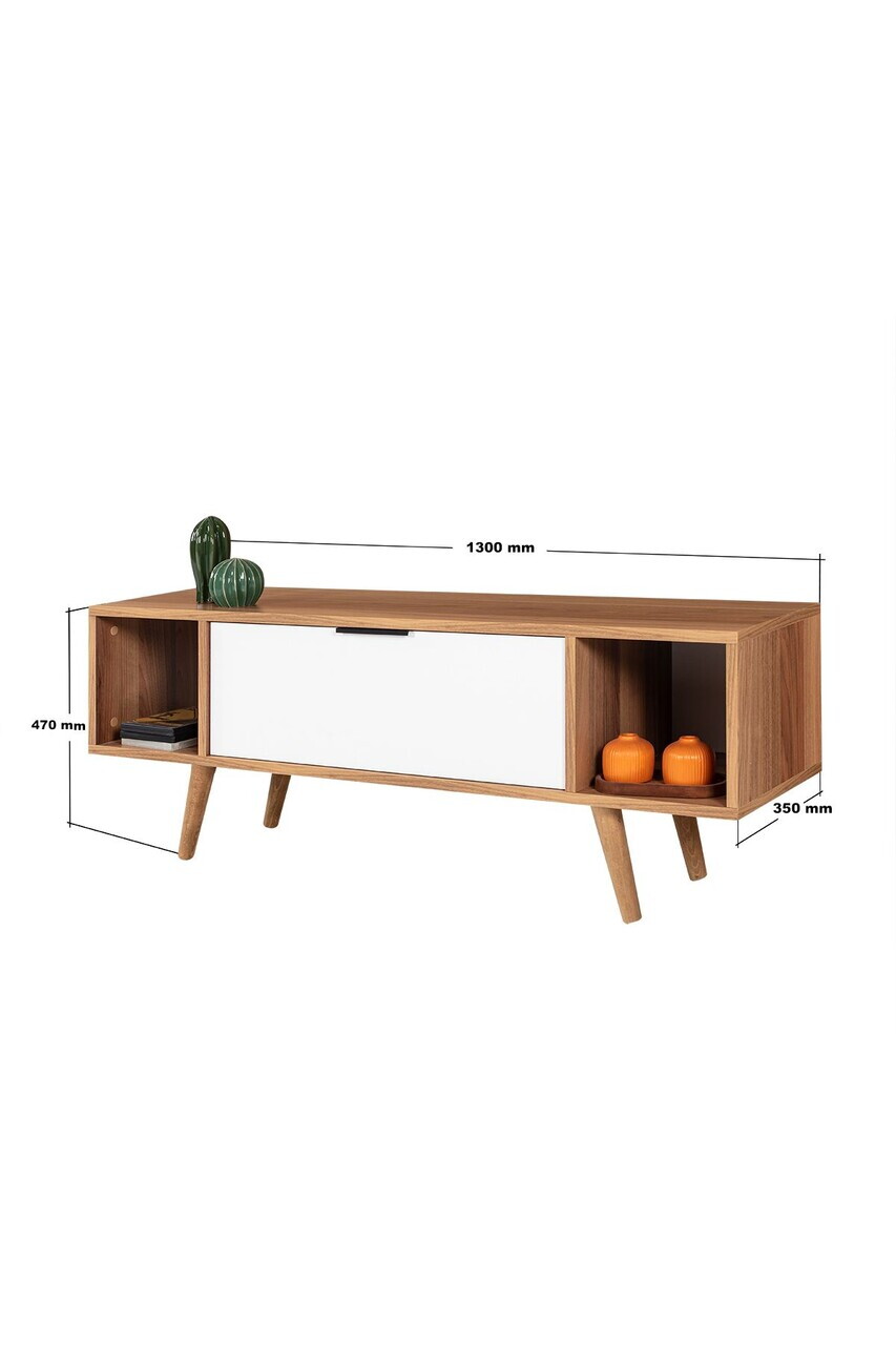 Comoda TV, Hanah Home, Mesir 3326, 130x47x35 cm, PAL, Nuc/Alb — imaginea 7