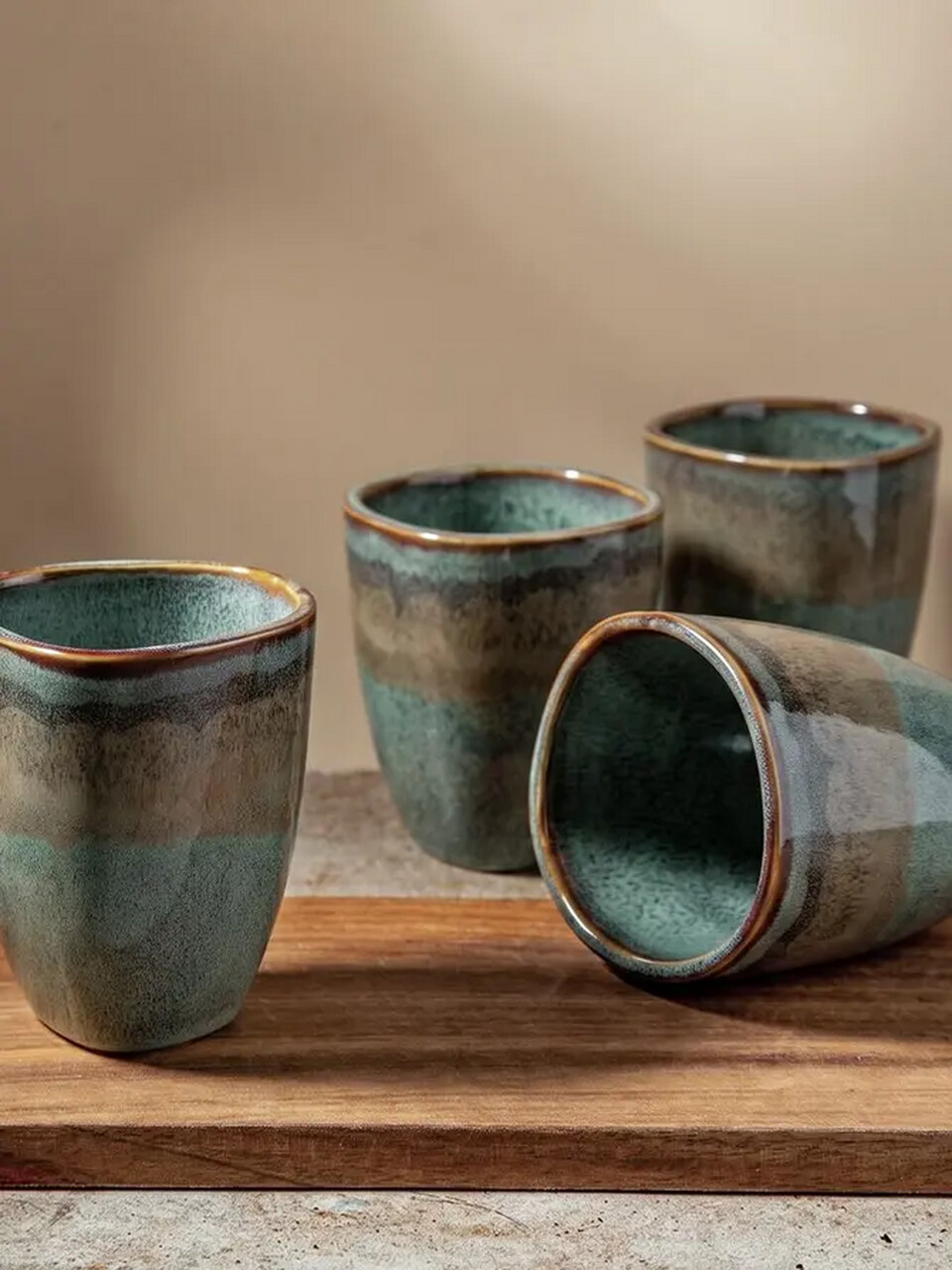 Set 4 cesti Kaslo, Homla, 200 ml, 8.5x10 cm, ceramica, multicolor