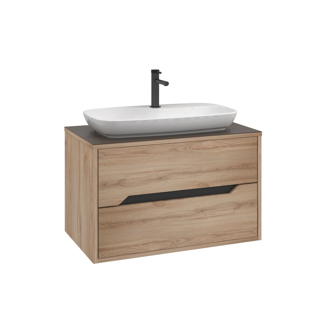 Dulap de baie cu chiuvetă, Hanah Home, Galia 80 v2, Stejar — imaginea 5