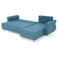 Coltar extensibil cu lada si sezlong interschimbabil, Lecce, L.230 l.76/140 H.90, stofa, albastru