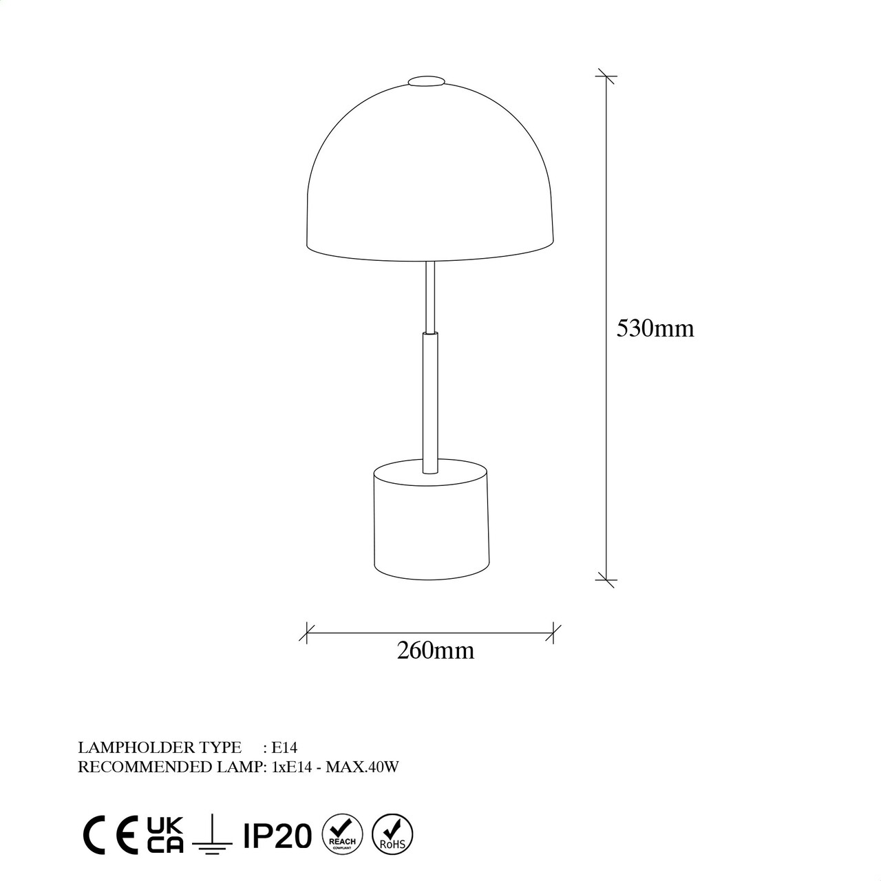 Lampa de masa, Mixed - 11496, Fulgor, 26 x 53 cm, 1 x E14, 40W, auriu