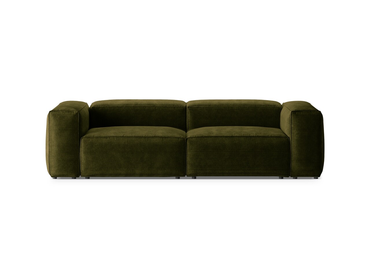 Canapea 3 locuri, Bergamo, Cosmopolitan Design, 264x108x70 cm, catifea chenille raiata, verde