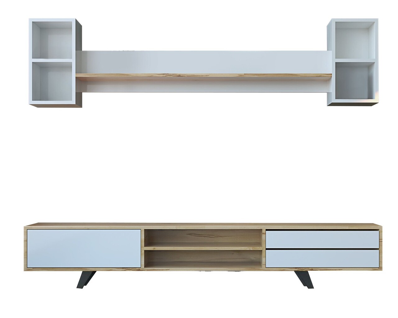 Comoda TV, Hanah Home, Rb-072, 180x45x40 cm, Alb / Stejar - imagine 4