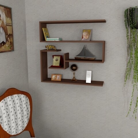 Raft pentru perete, Wooden Art, Confier Wenge, 90x87x22 cm