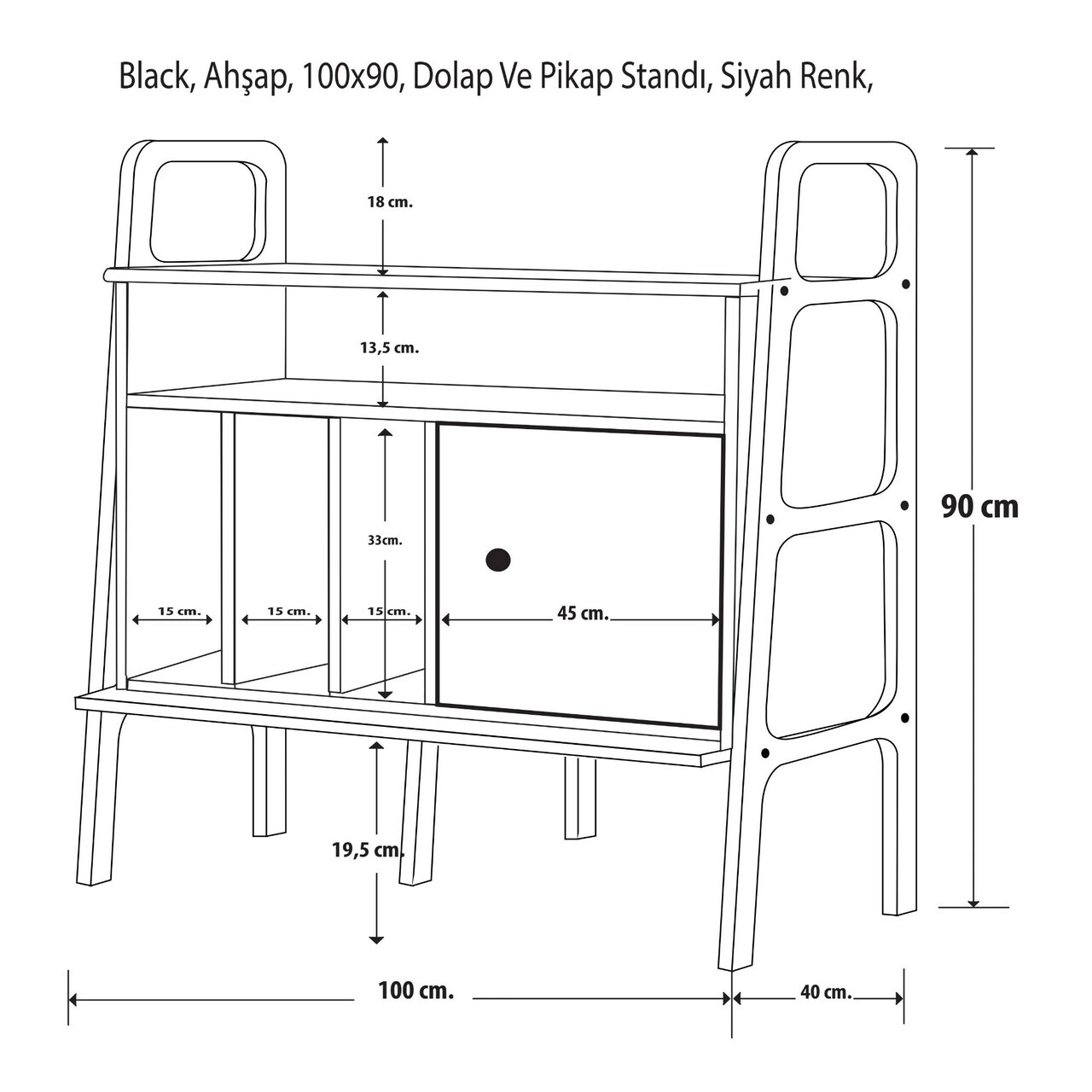 Consola, Hanah Home, CPT4834-100, 100x90x40 cm, PLACAJ CARPEN, Maro — imaginea 6