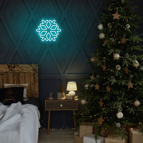 Lampa de perete Snowflake, Neon Graph, 30x26x2 cm, albastru mezoni.ro