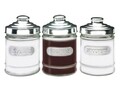 Set 3 recipiente pentru sare/zahar/cafea, Excelsa, 720 g, sticla/aluminiu