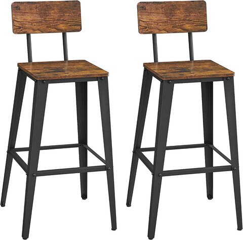 Set 2 scune de bar, vasagle, 45.4 x 45.4 x 102.2 cm, pal/otel, maro/negru