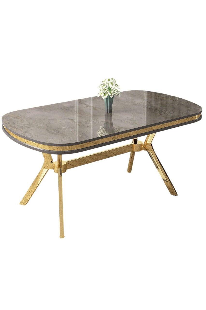 Masa, Hanah Home, Jita, 168x76x90 cm, Antracit / Aur — imaginea 2