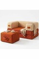 Set fotoliu si taburet, Atelier del Sofa, 326NYR1144, Tile Red / Cream