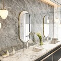 Oglinda decorativa, Siam, Riors, 45x85x2.2 cm, MDF , Transparent/Auriu