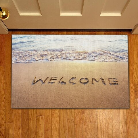 Covoras de intrare welcome to the sand, casberg, 38x58 cm, poliester, multicolor