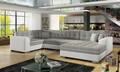 Coltar extensibil dreapta 5 locuri ELTAP, Damario, 338x189x78 cm, lemn/poliester, gri/alb