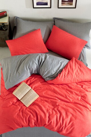 Lenjerie de pat dubla King (US) Maxi Color, Eponj Home, 3 piese, 260x220 cm, amestec bumbac, rosu