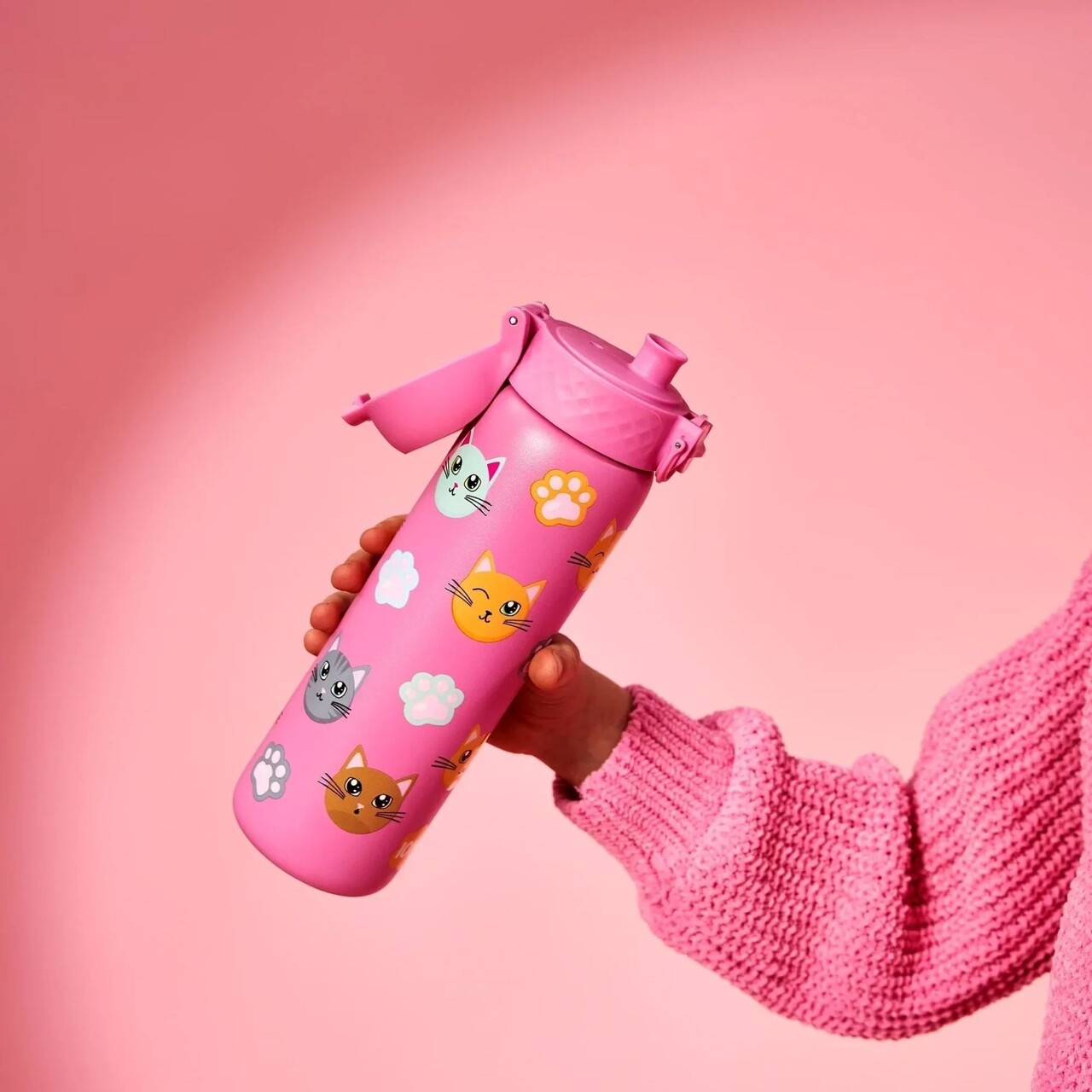 Sticla apa pentru copii Slim, inox, 600ml, Cats - Ion8 - imagine 5