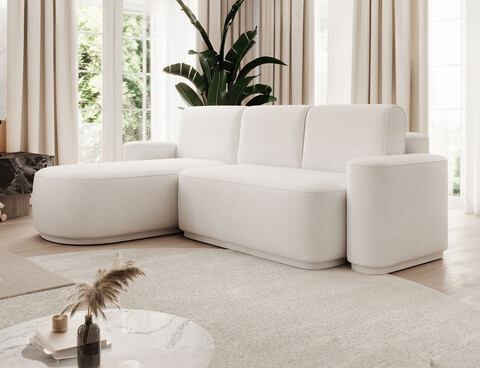 Coltar extensibil stanga 4 locuri ELTAP, Aurumm, 285x180x92 cm, lemn/poliester, alb