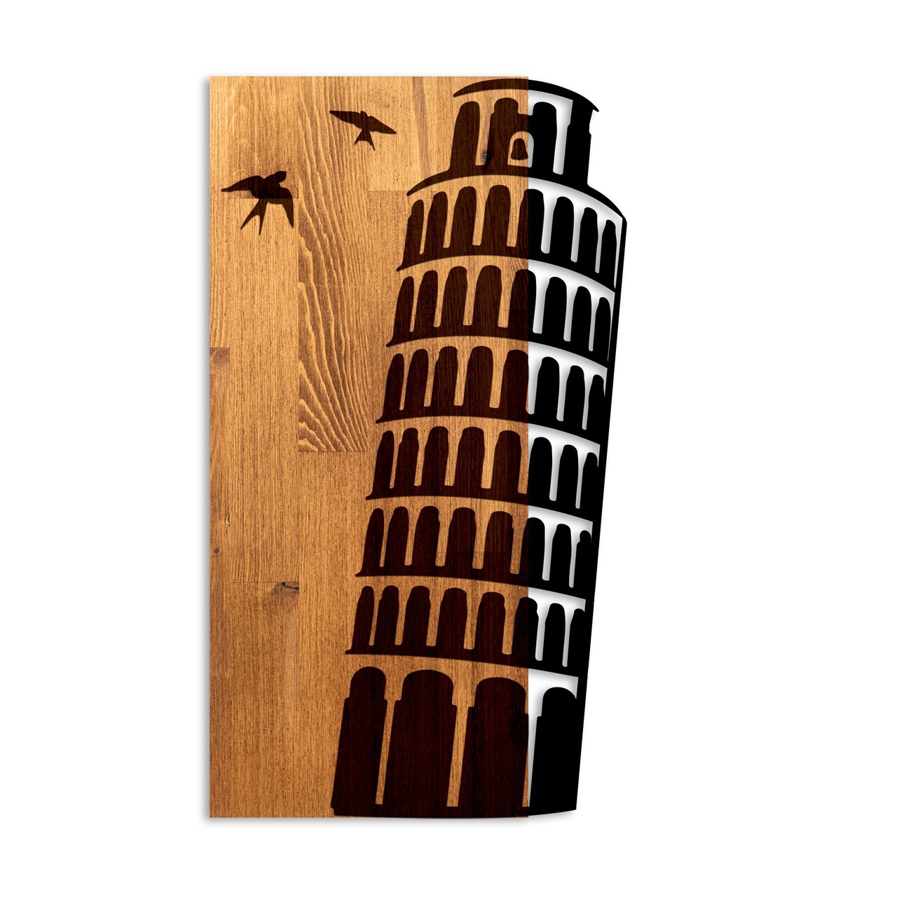 Decoratiune de perete, Pisa Tower, Lățime: 32 cm, Nuc / Negru - view 4
