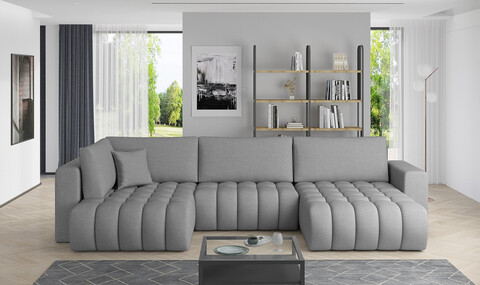 Coltar extensibil dreapta 6 locuri ELTAP, RT-04FL, Bonito, 350x175x92 cm, lemn/poliester, gri deschis