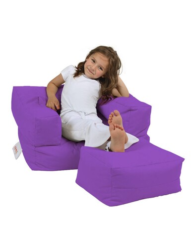 Set Fotoliu Si Taburet Pentru Copii, Bean Bag, Ferndale, 65x50x40 Cm, Poliester Impermeabil, Mov