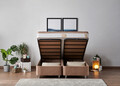Saltea dubla, Base & Headboard, Niron, Latte, 180x38x200 cm, Cadru: OȚEL, Maro deschis