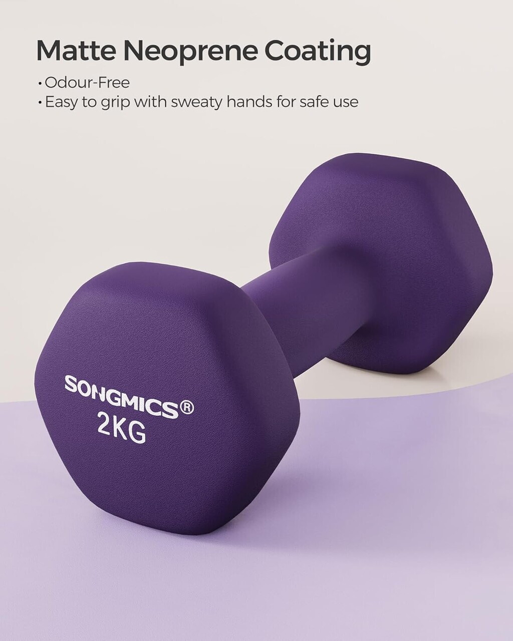 Set gantere 2 x 2 kg, Songmics, neopren, violet - imagine 2