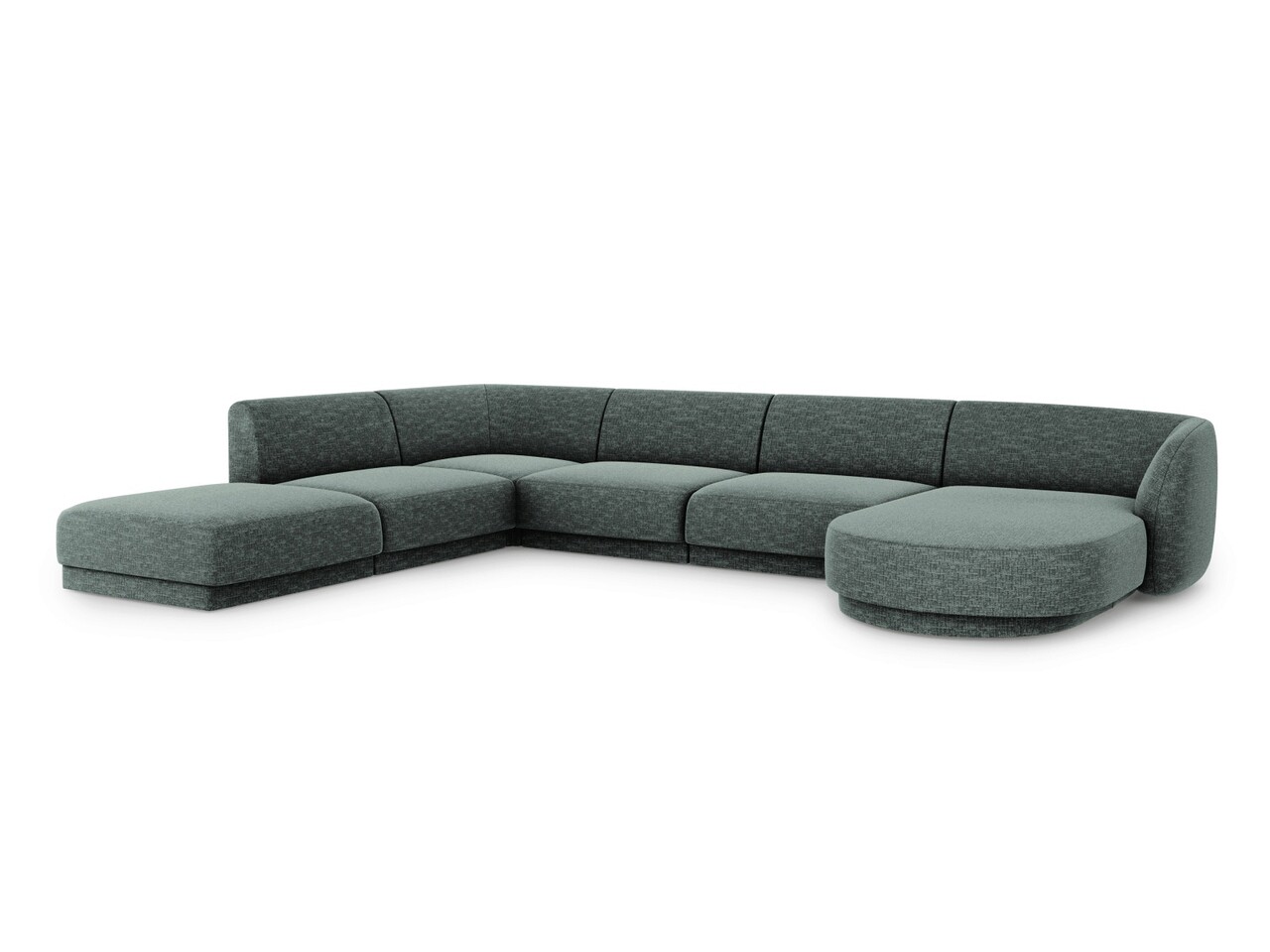 Coltar panoramic stanga 6 locuri, Miley, Micadoni Home, BL, 327x245x74 cm, poliester chenille, albastru petrol - 1 | YEO