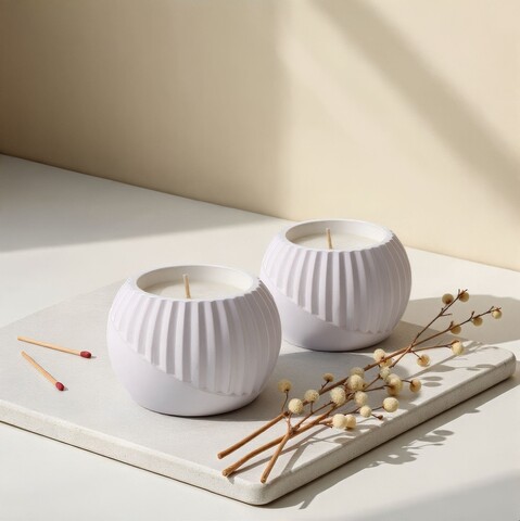 Set 2 lumanari, Sedas Kozeda, Alb