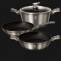 Set oale și tigăi din aluminiu forjat și marmură, 4 piese, Berlinger Haus, Carbon