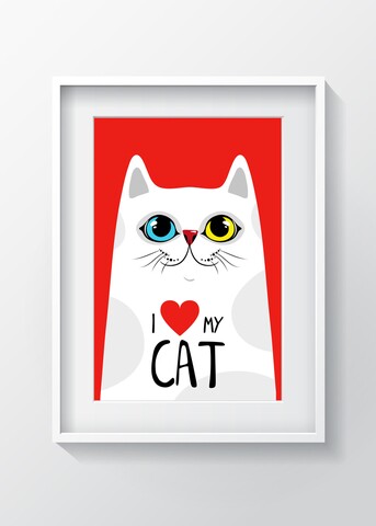Tablou decorativ cat, oyo kids, 29x24 cm, lemn/mdf, multicolor