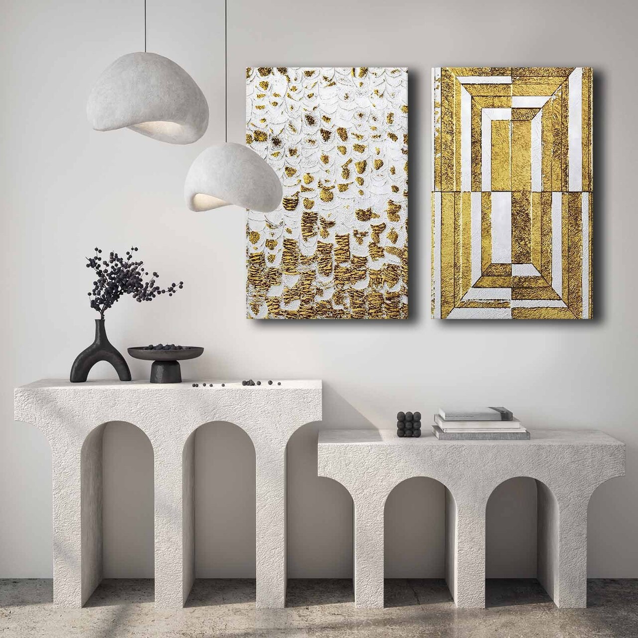 Set 2 tablouri decorative, 2P4570GSC-005, Lemn, Multicolor - view 2