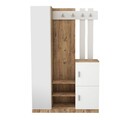 Dulap cu pantofar, cuier si oglinda DD7-AW, Locelso, 113.6x37.5x179.7 cm, PAL, natural/alb