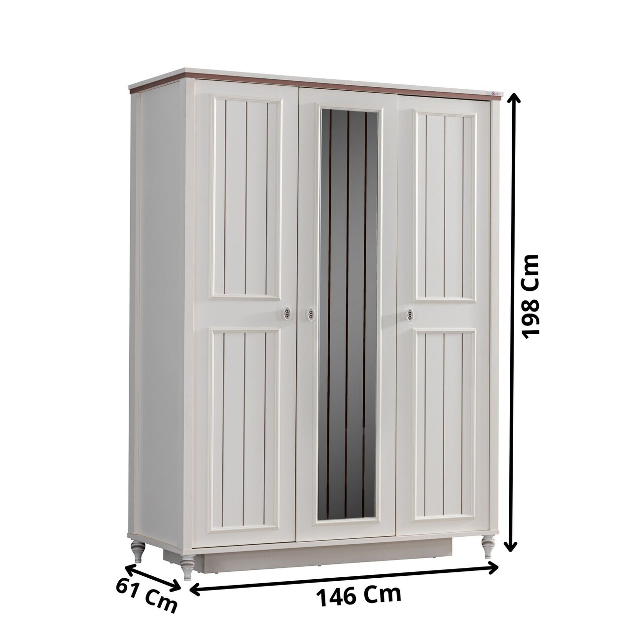 Dulap pentru haine, Hanah Home, Ezgi, 146x198x61 cm, PAL, Crem deschis - view 5