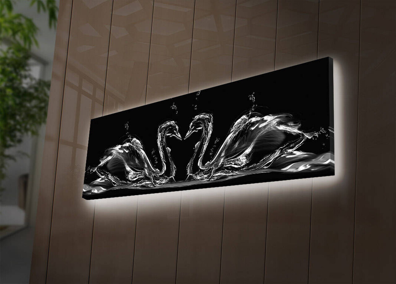 Tablou decorativ cu lumina LED, 3090DACT-21, PÂNZĂ DIN PIELE ÎNTOARSĂ, 30 x 90 cm, Multicolor — imaginea 3